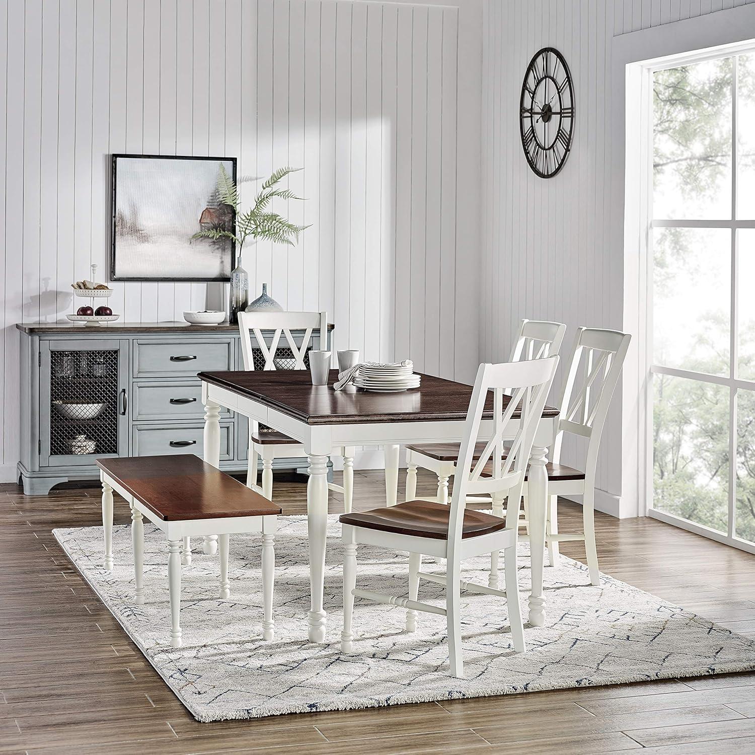 Shelby 6-Piece Antique White Extendable Dining Set with Bench