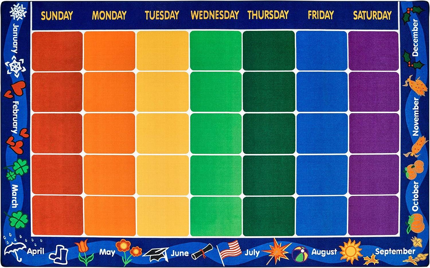 Carpets for Kids Premium Collection Classroom Seating Calendar Geometric Tufted Area Rug