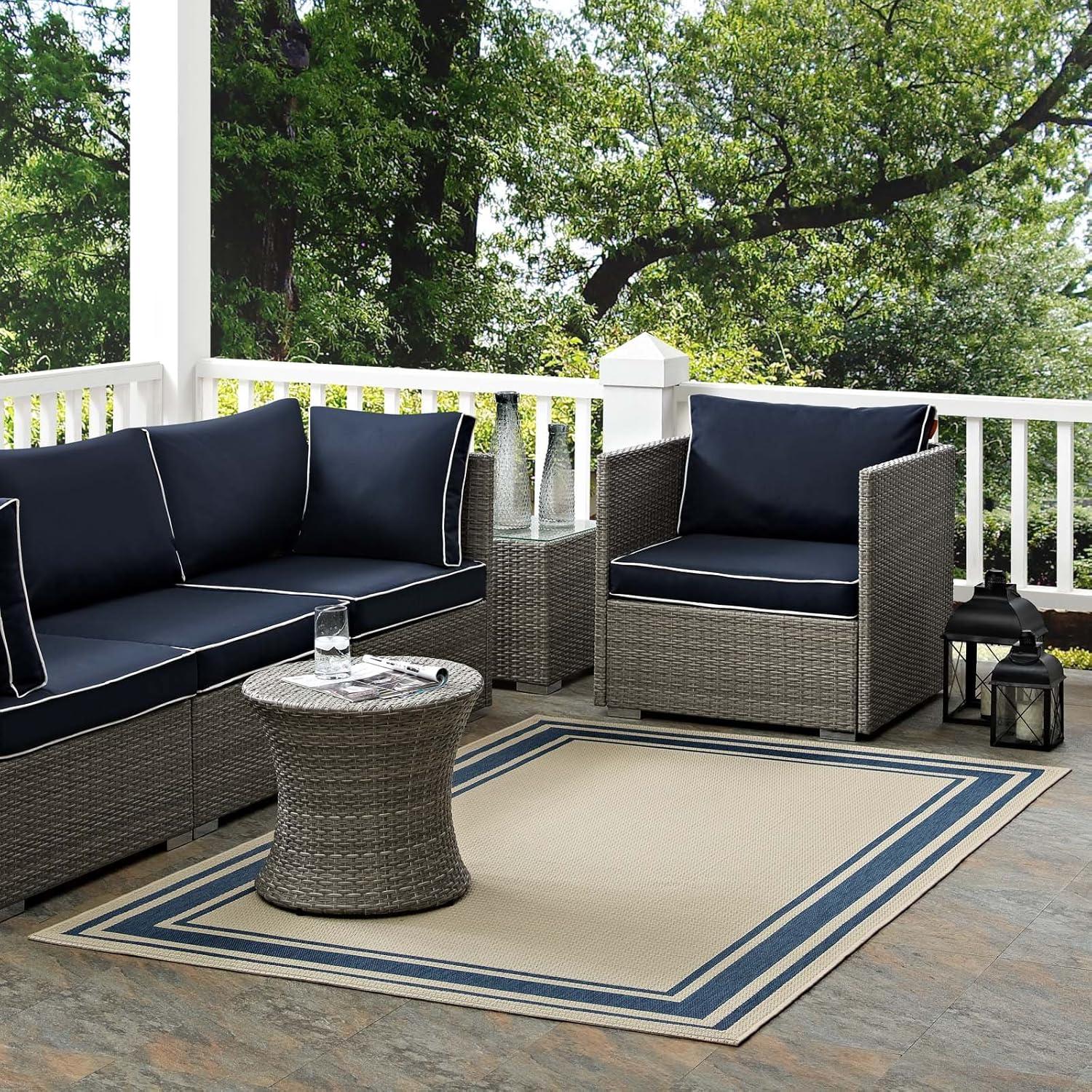 Rim Solid Border Borderline Indoor and Outdoor Area Rug by Modway