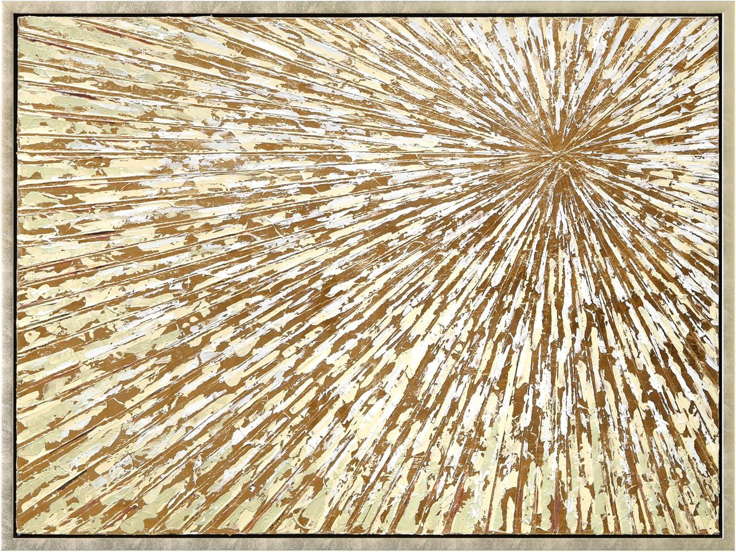 Empire Art Direct Radiant Burst Metallic Hand Painted Framed Canvas Wall Art with Gold Foil
