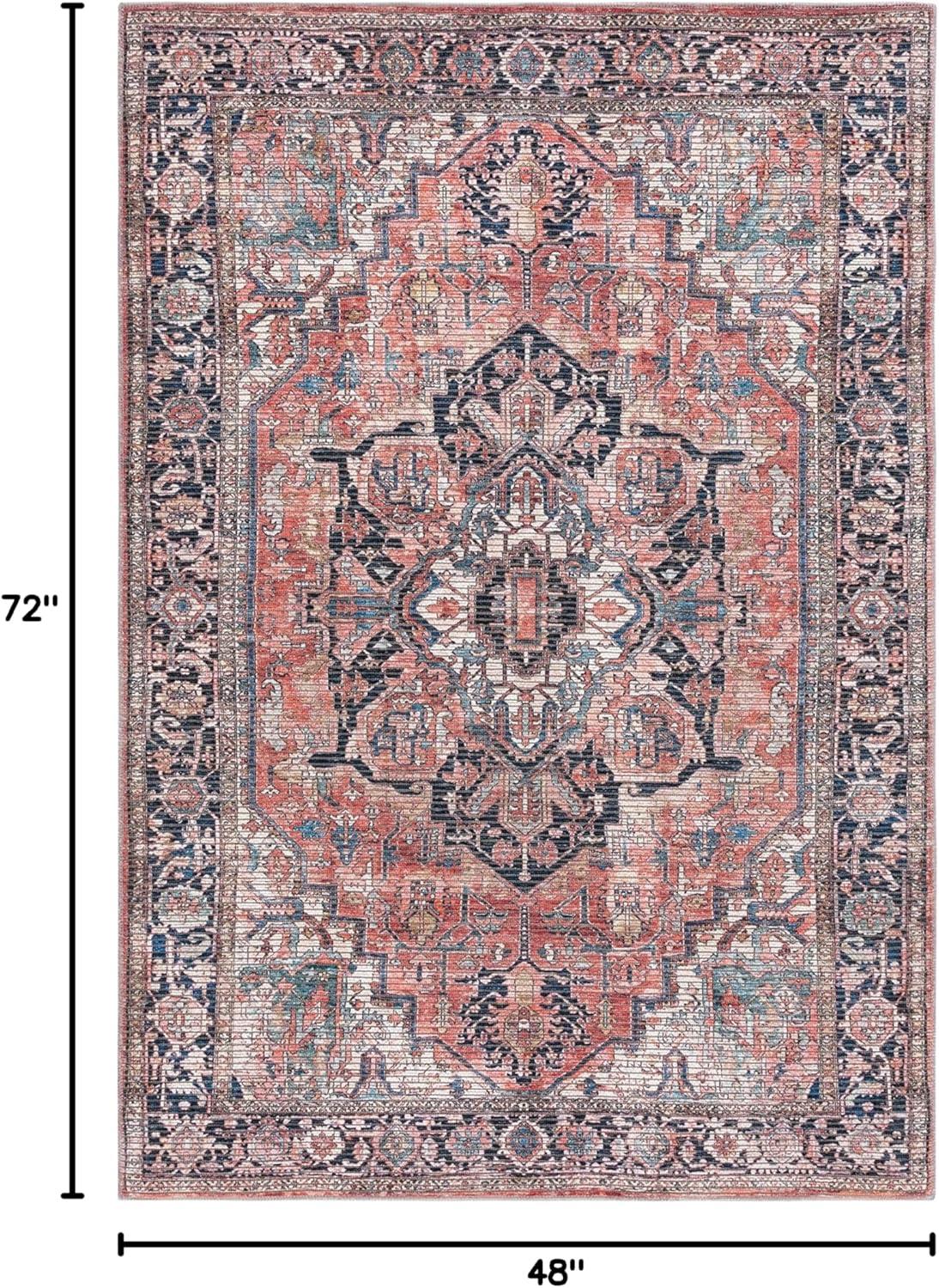 Serapi SEP624 Power Loomed Indoor Area Rug - Rust/Navy - 4'x6' - Safavieh