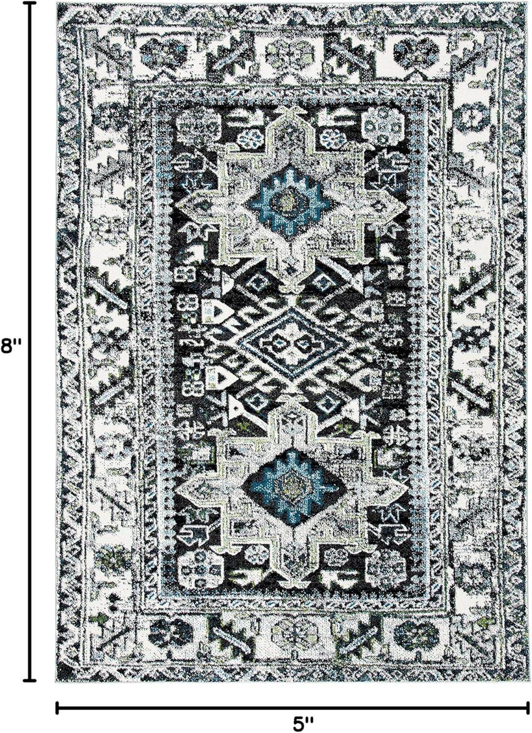 Vintage Hamadan VTH211 Power Loomed Indoor Area Rug - Dark Grey/Ivory - 5'3"x7'6" - Safavieh