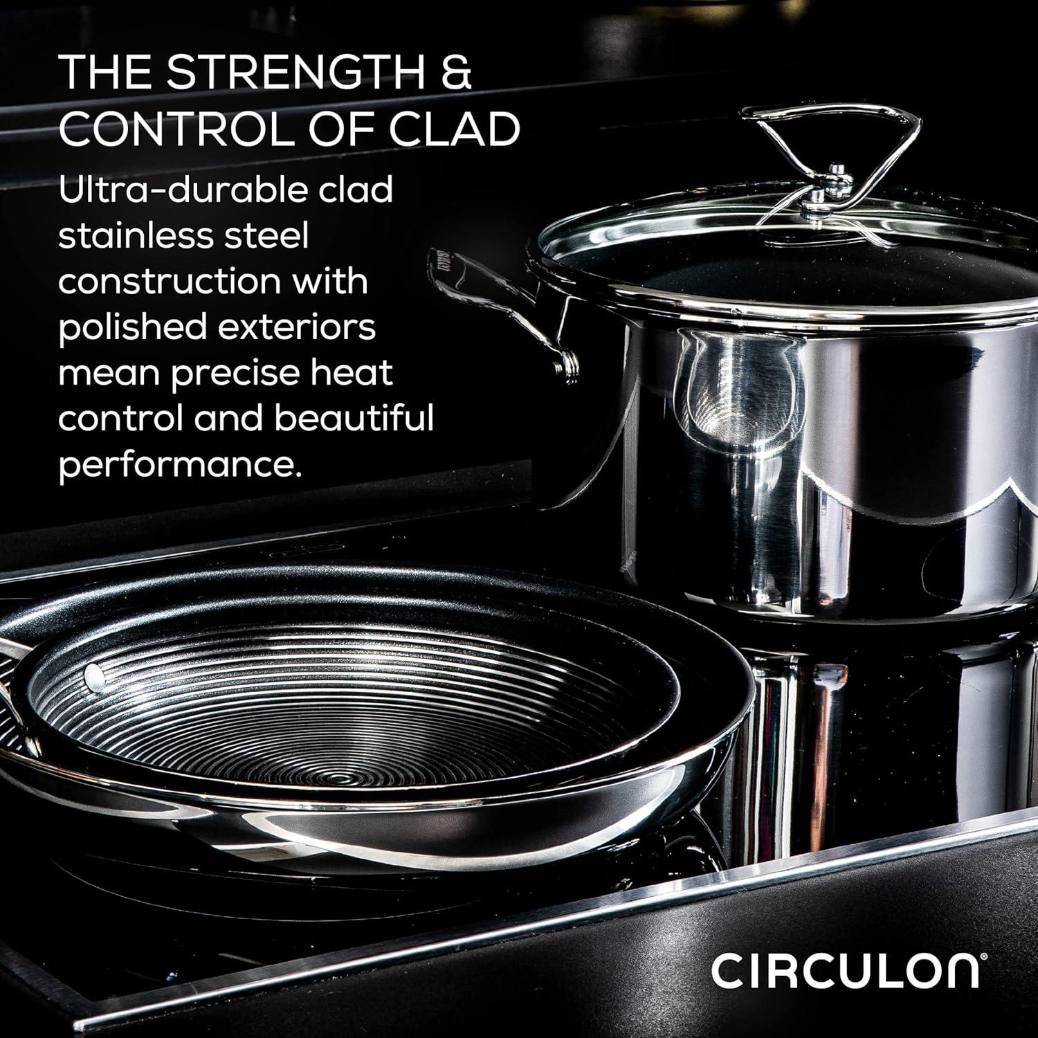 Circulon 11-Piece Stainless Steel Nonstick Cookware Set SteelShield Clad in Silver