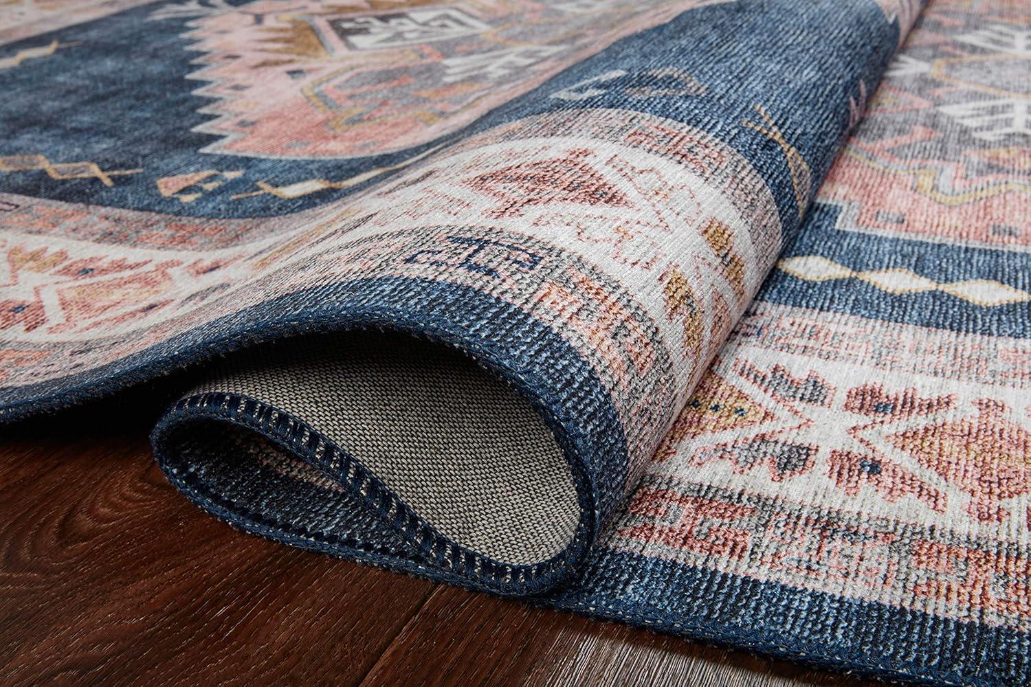 Loloi II Heidi Collection HEI-03 Denim / Blush, Southwestern Area Rug 3'-6" x 5'-6"