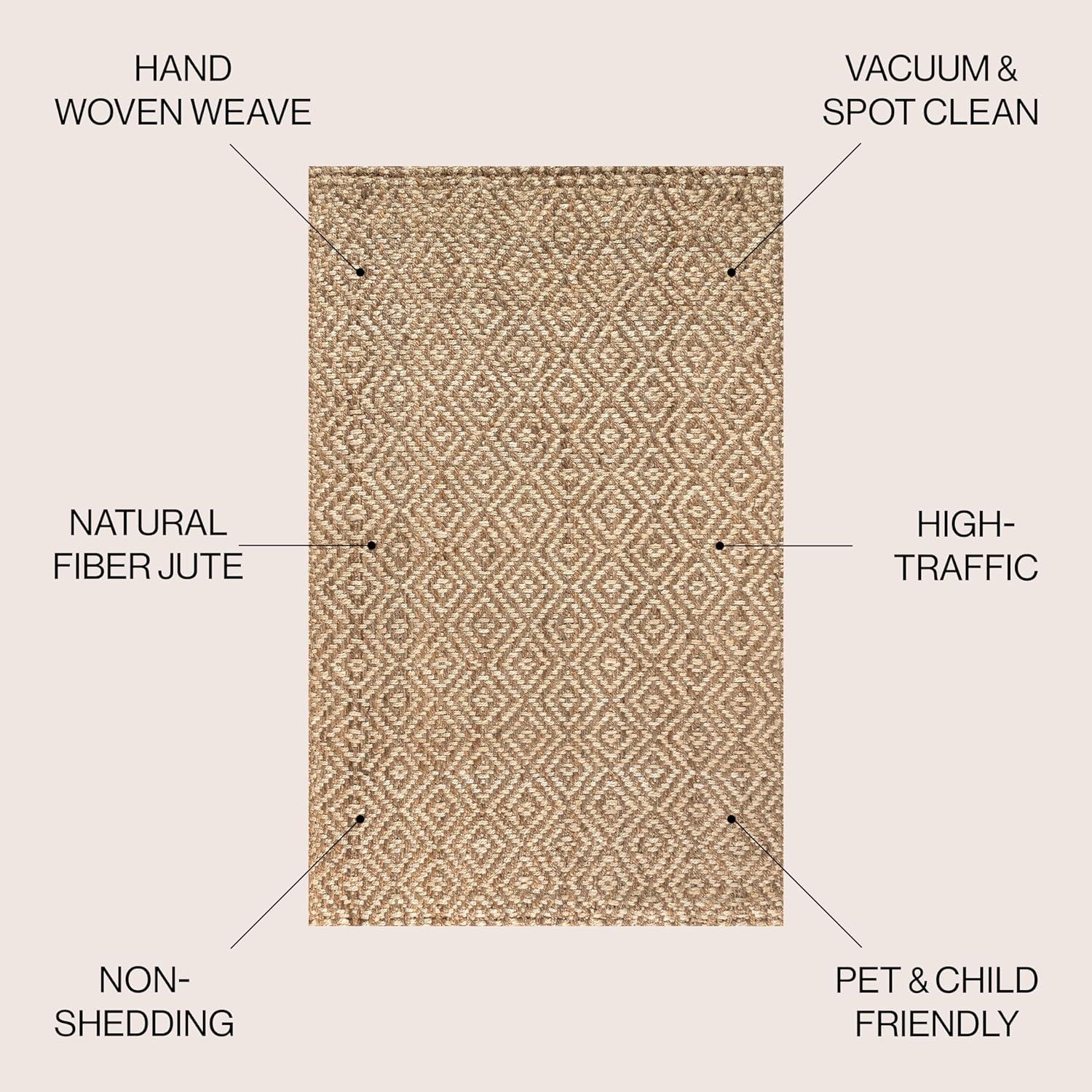 8'x10' Hira Hand Woven Diamond Chunky Jute Area Rug, Natural  - JONATHAN Y