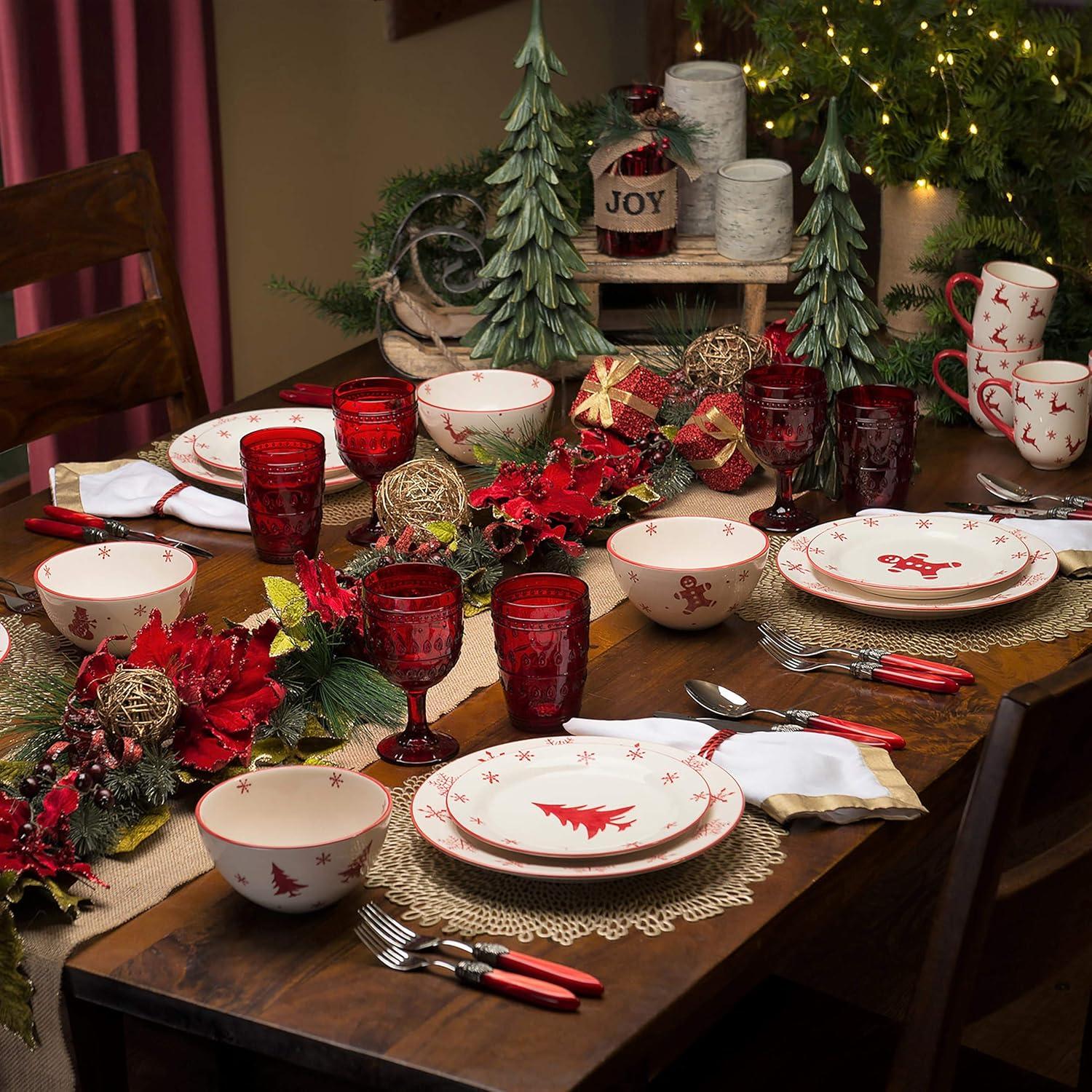 Winterfest Red and White Ceramic Oval Platter