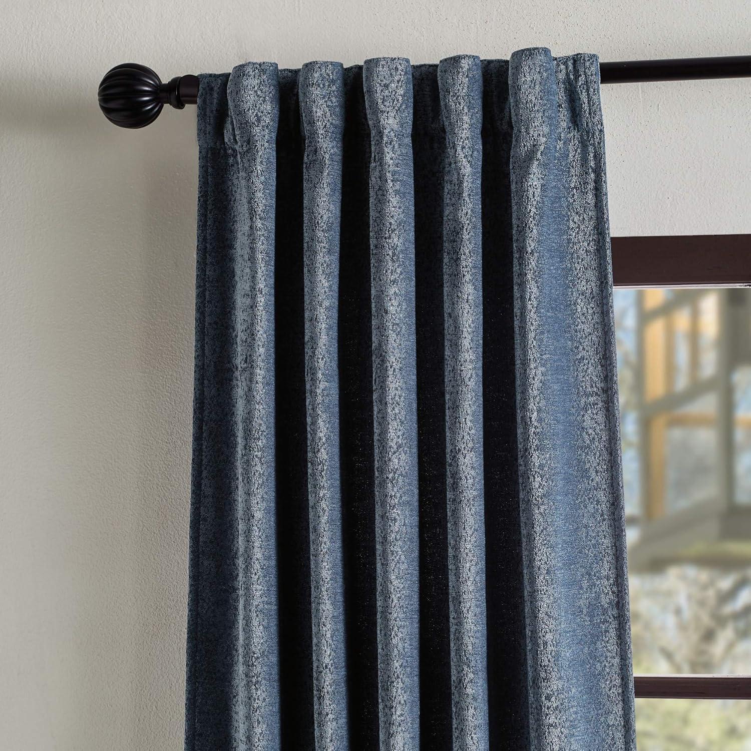 Martha Stewart Naples Chenille Solid Semi-Sheer Rod Pocket Curtain Panels (Set of 2)