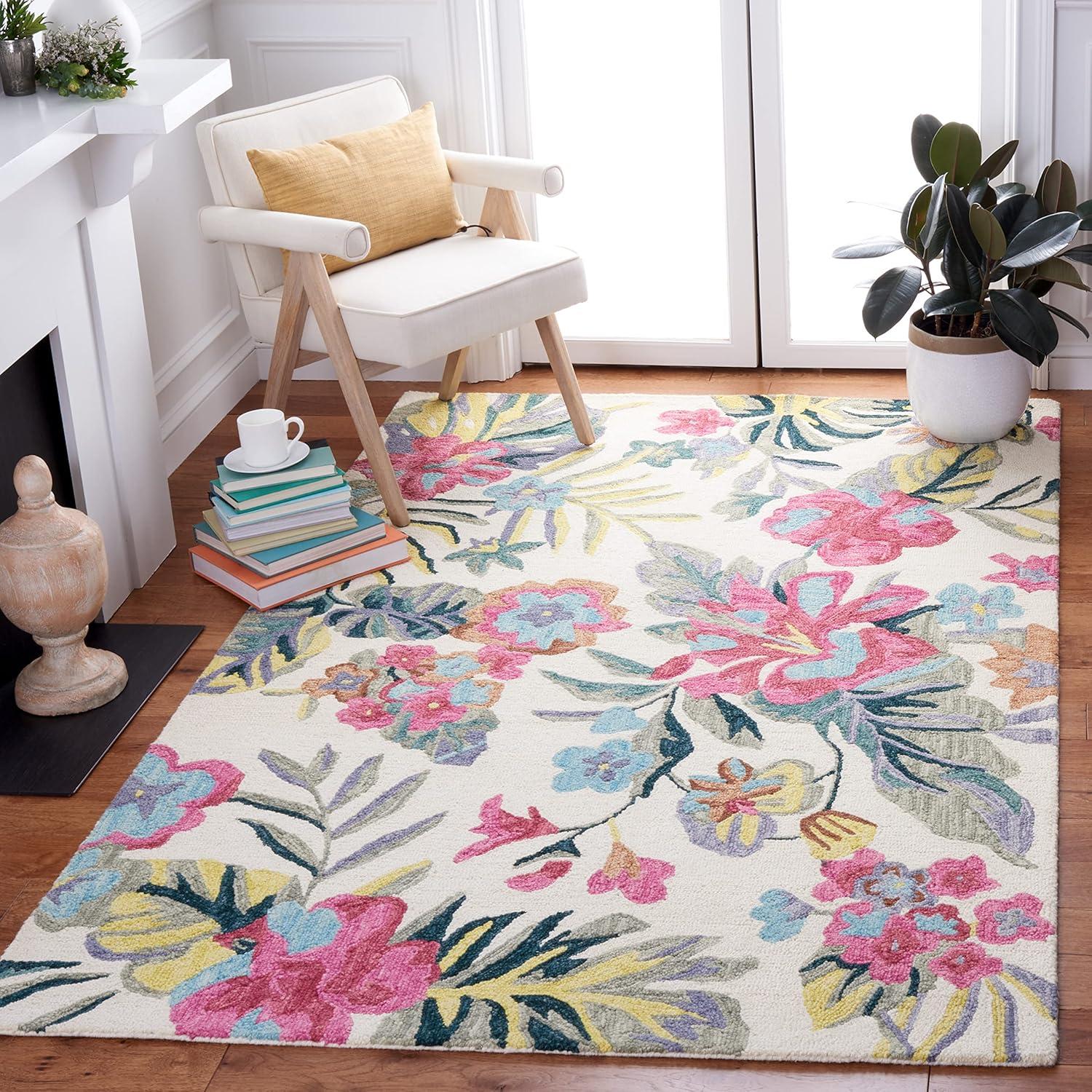 Jardin JAR151 Hand Tufted Area Rug - Ivory/Pink - 6'x6' - Safavieh
