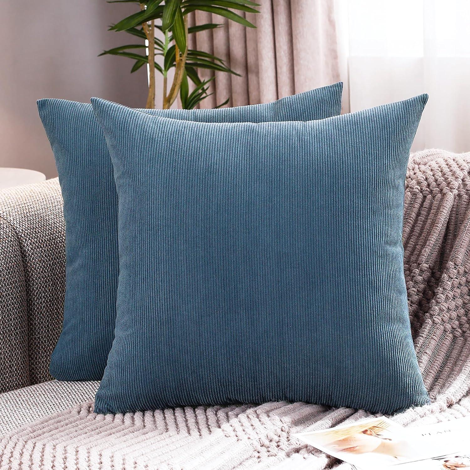 LALA & WONZ Corduroy Striped Throw Pillow Covers (Set of 2)