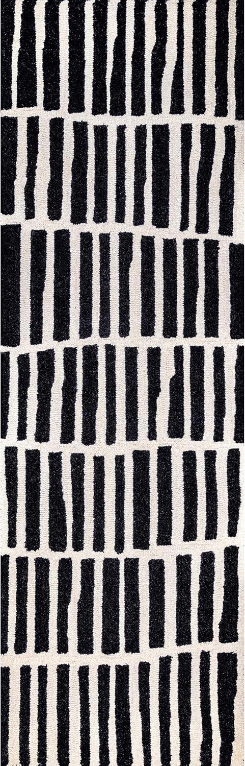 Nuloom Lemuel Geometric 8x10 Wool Indoor Area Rug for Living Room Bedroom Dining Room Kitchen, Navy/Ivory