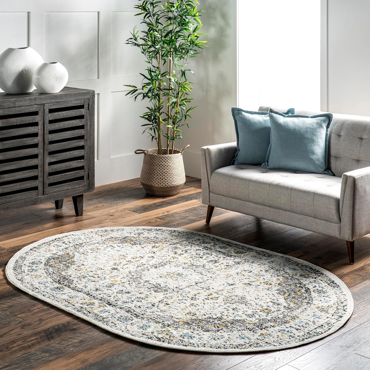 nuLOOM Paisley Verona Vintage Persian Area Rug, 5' x 8' Oval, Gray