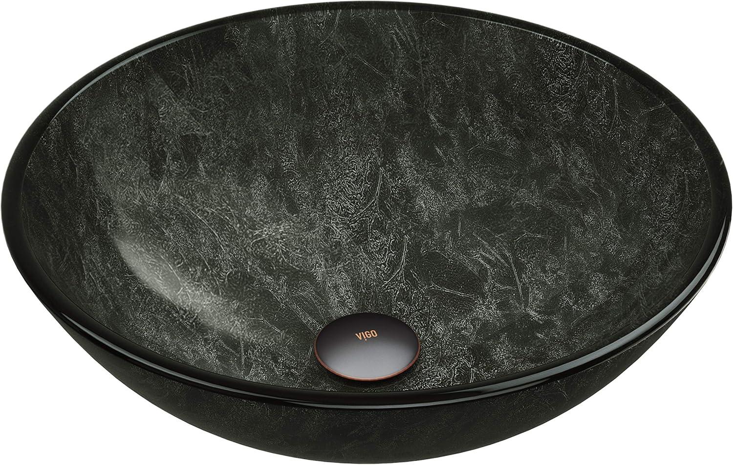 Giovanni Glass 17" L 17" W 6" H Round Vessel Bathroom Sink