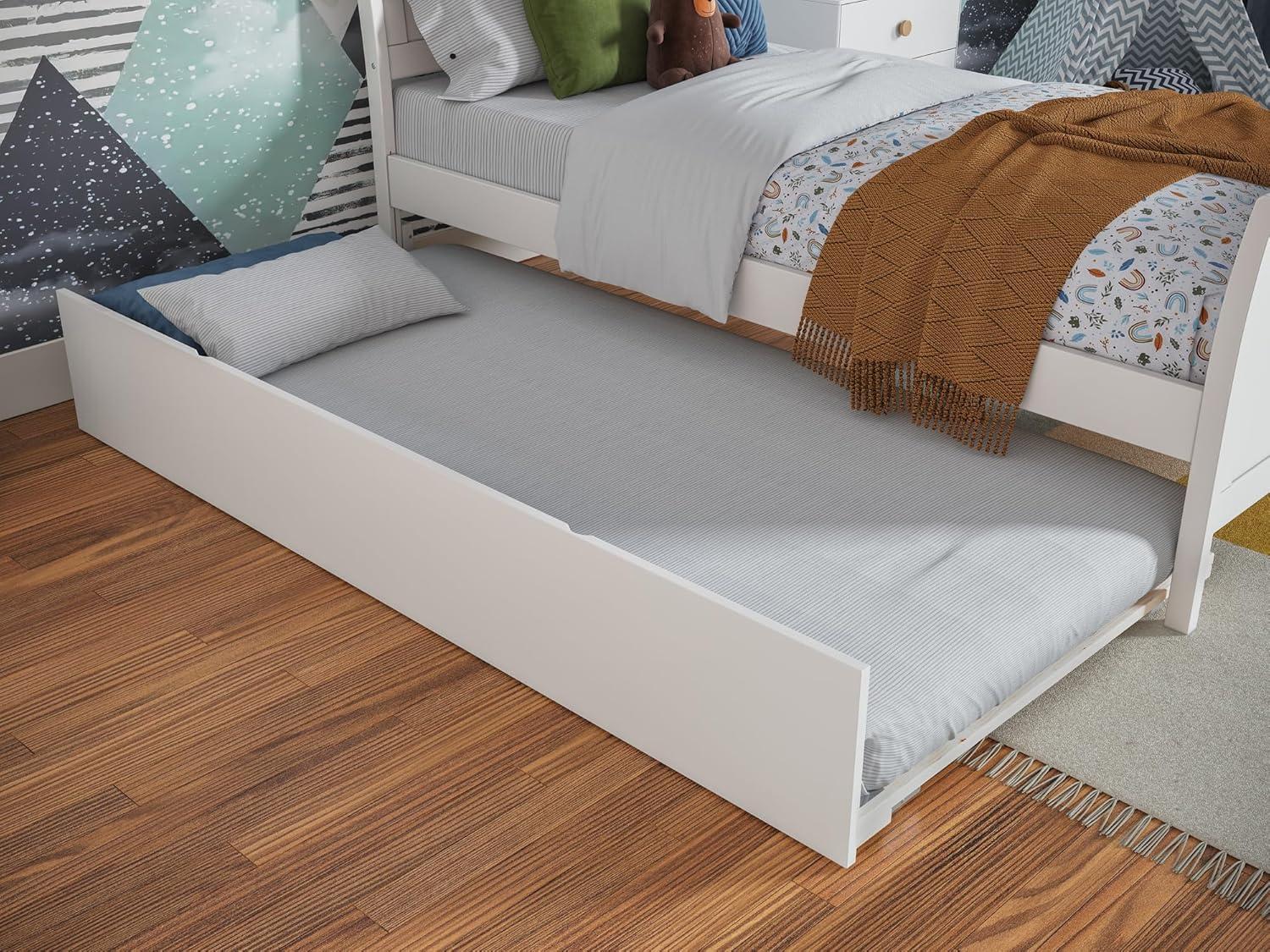 Portland Platform Bed with Matching Foot Board with Twin Size Urban Trundle Bed, Multiple Colors, Multiple Sizes