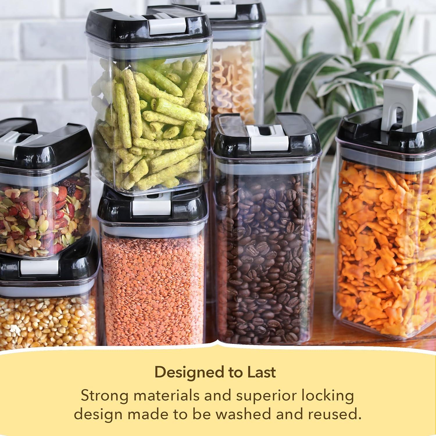 Simply Gourmet Food Storage Containers for Kitchen Organization - Pack of 7 BPA-Free Airtight Organizers for Flour, Sugar, Coffee & More - Includes Labels & Marker 7pack