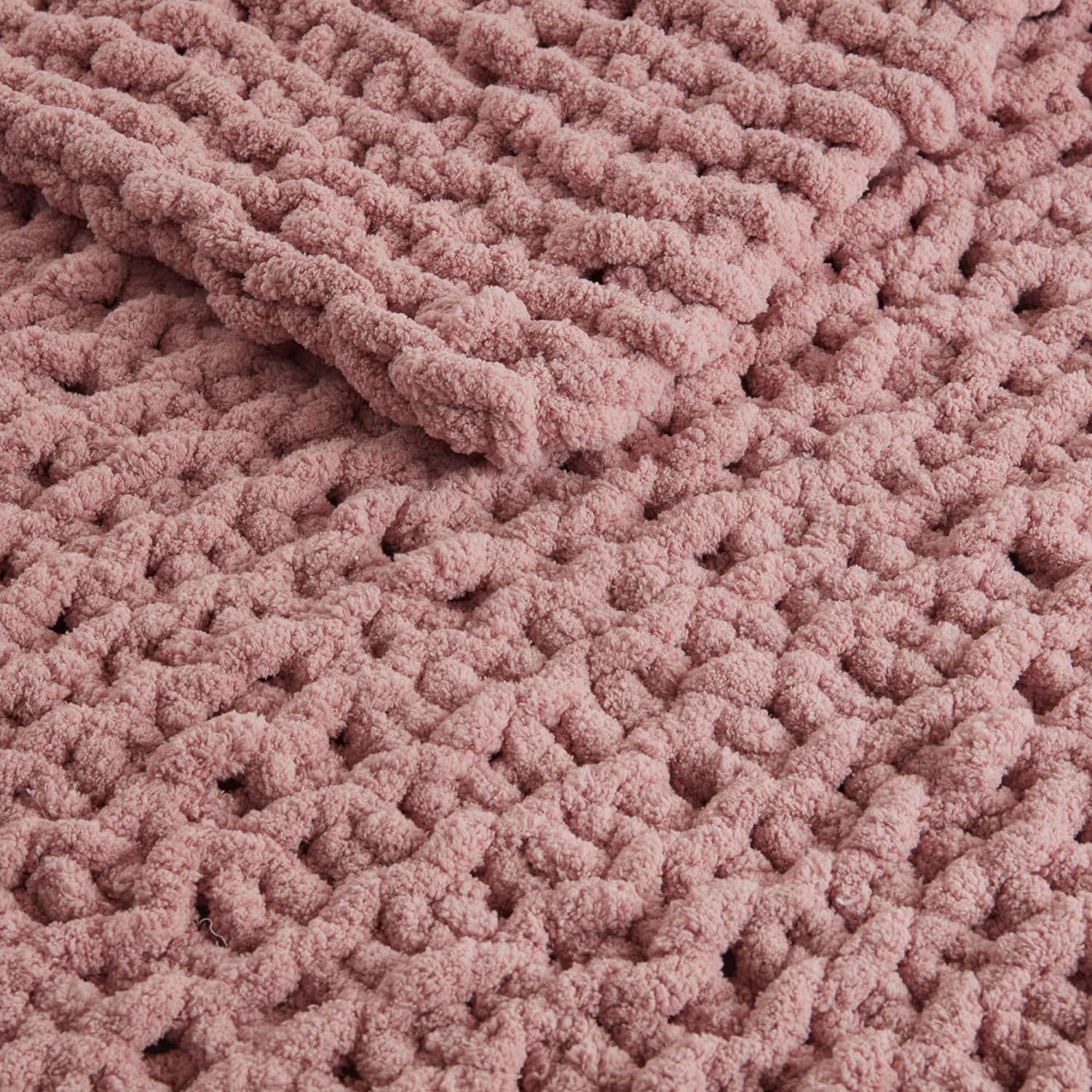 Blush Chenille Luxurious Chunky Knit 50"x60" Throw Blanket