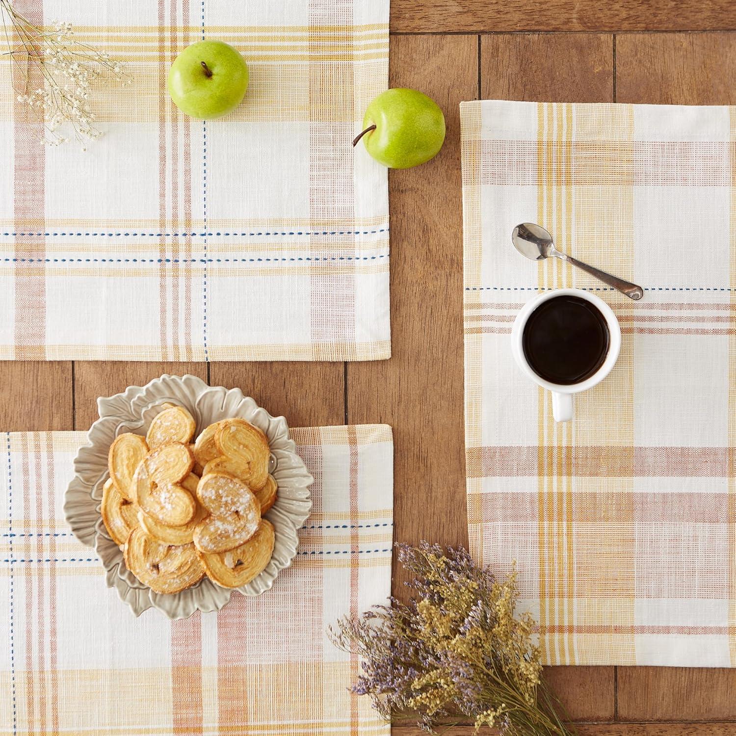 Modern Fall Plaid Cotton Placemat Set, 13x19, 4 Count