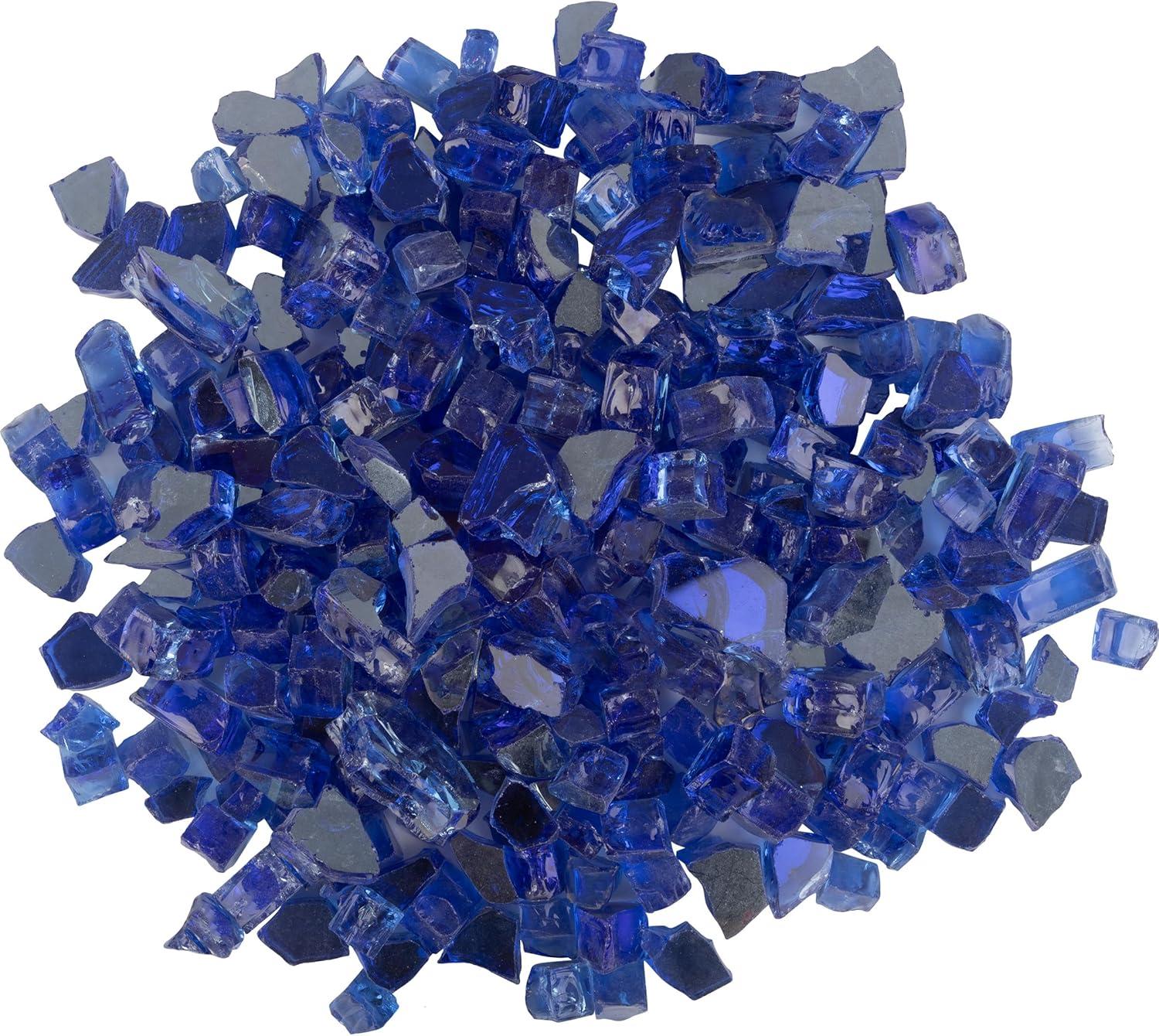 Pure Garden 10lbs Fire Pit Glass - 1/2-Inch Crushed Glass Rocks for Fireplaces, Landscape, Aquariums, or Vases
