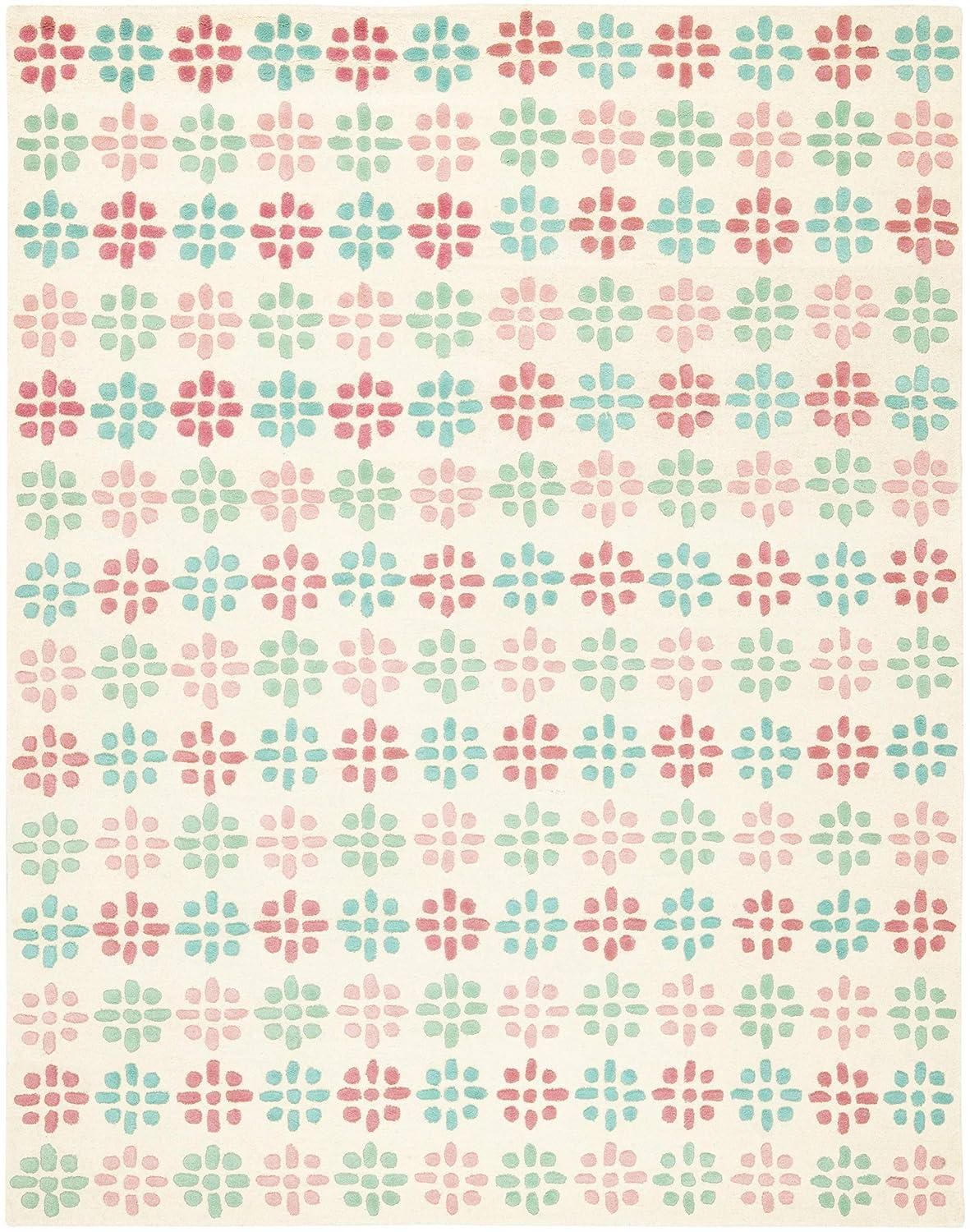SAFAVIEH Soho Daisy Geometric Wool Area Rug, Ivory/Multi, 6' x 9'