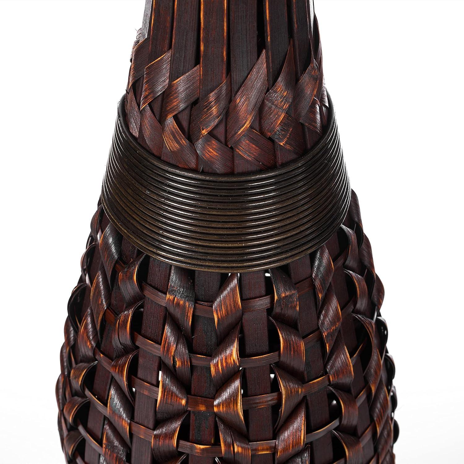 Uniquewise Antique Trumpet Style Brown Bamboo Floor Vase - 36-inch-Tall Decorative Vase for Entryway or Living Room - Vintage-Inspired Home Decor