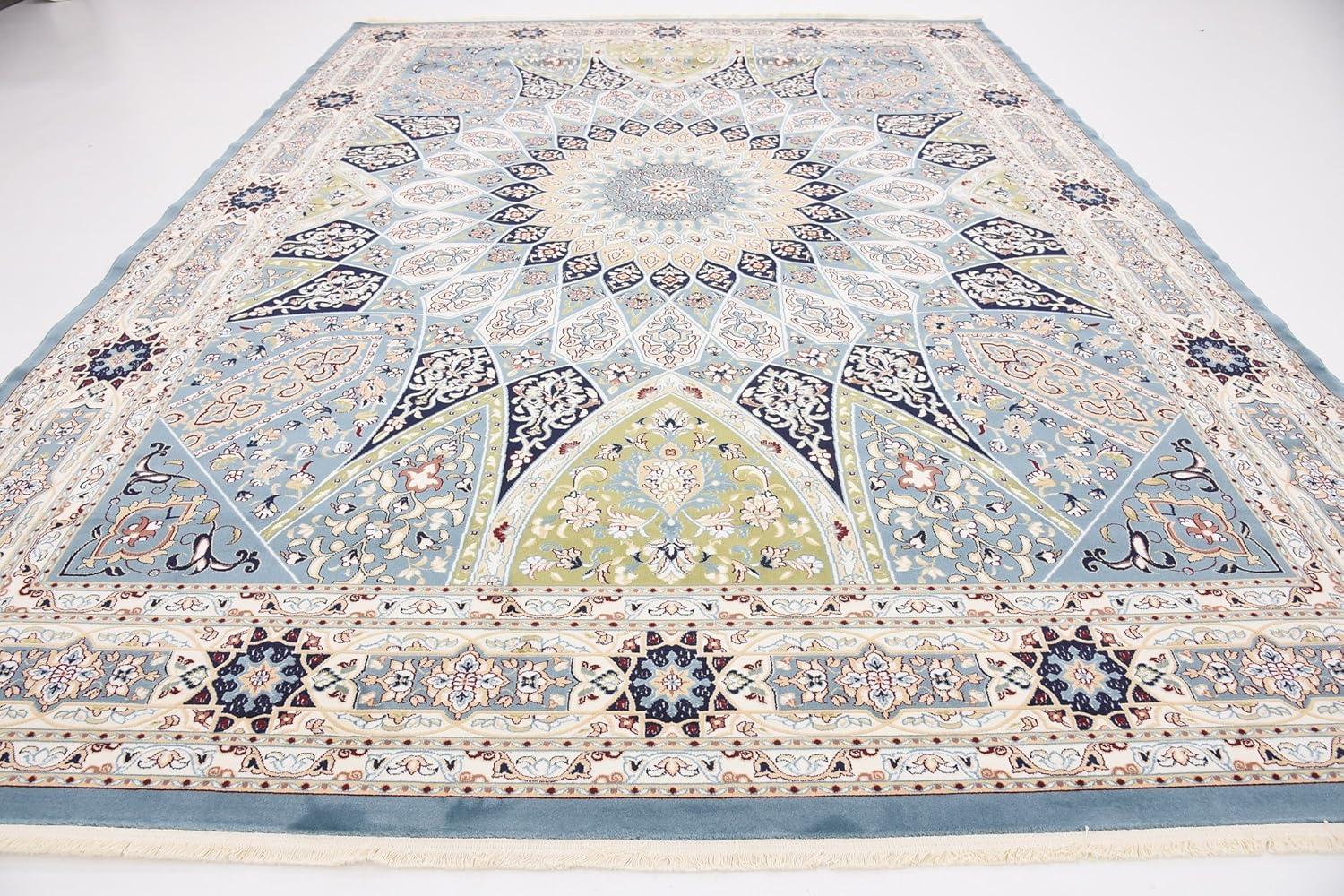 Unique Loom Adams Narenj Rug Blue/Burgundy 10' x 13' 1" Rectangle Floral Traditional Perfect For Living Room Bed Room Dining Room Office