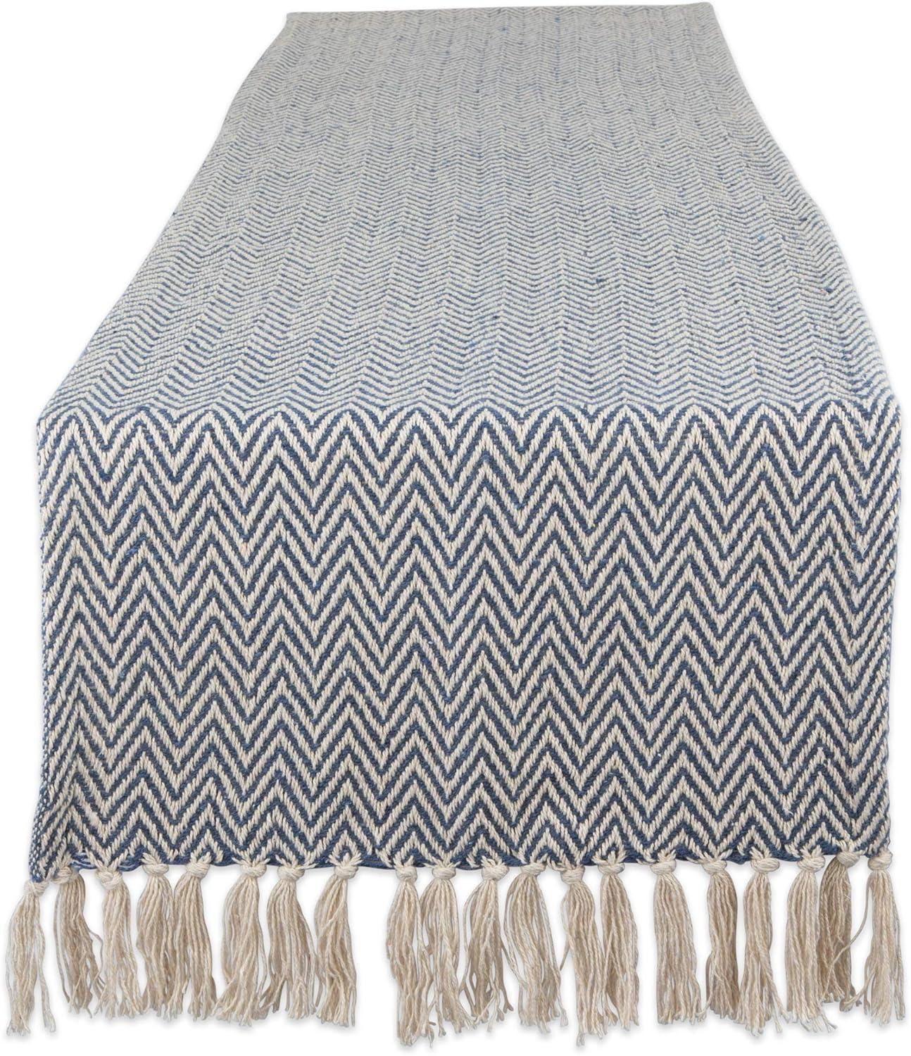 FRENCH BLUE CHEVRON HANDLOOM TABLE RUNNER 15x72