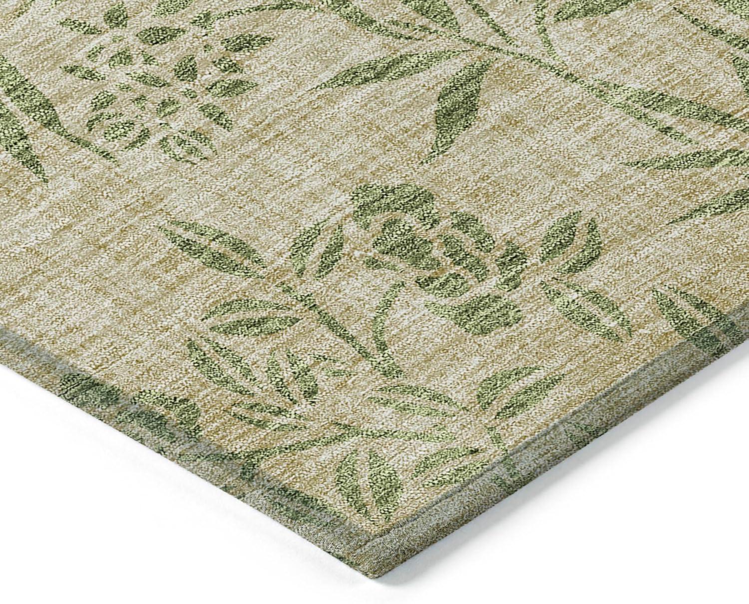 Addison Rugs Chantille Indoor/Outdoor Transitional Floral Khaki Washable Rectangle Rug, 2'6" x 3'10"