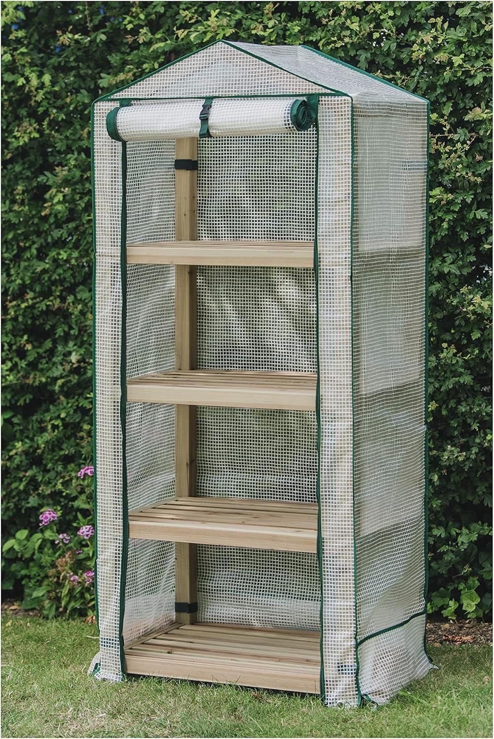 Gardman Elegance 24"x19" Wooden 4-Tier Greenhouse with UV Treated Cover