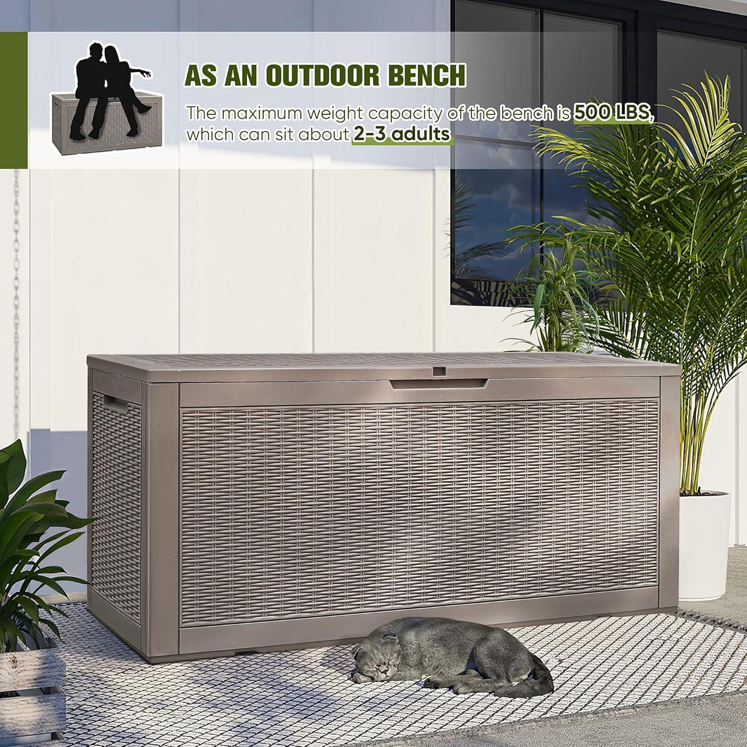 GUNJI GUNJI 100 Gallon Water Resistant Resin Lockable Deck Box