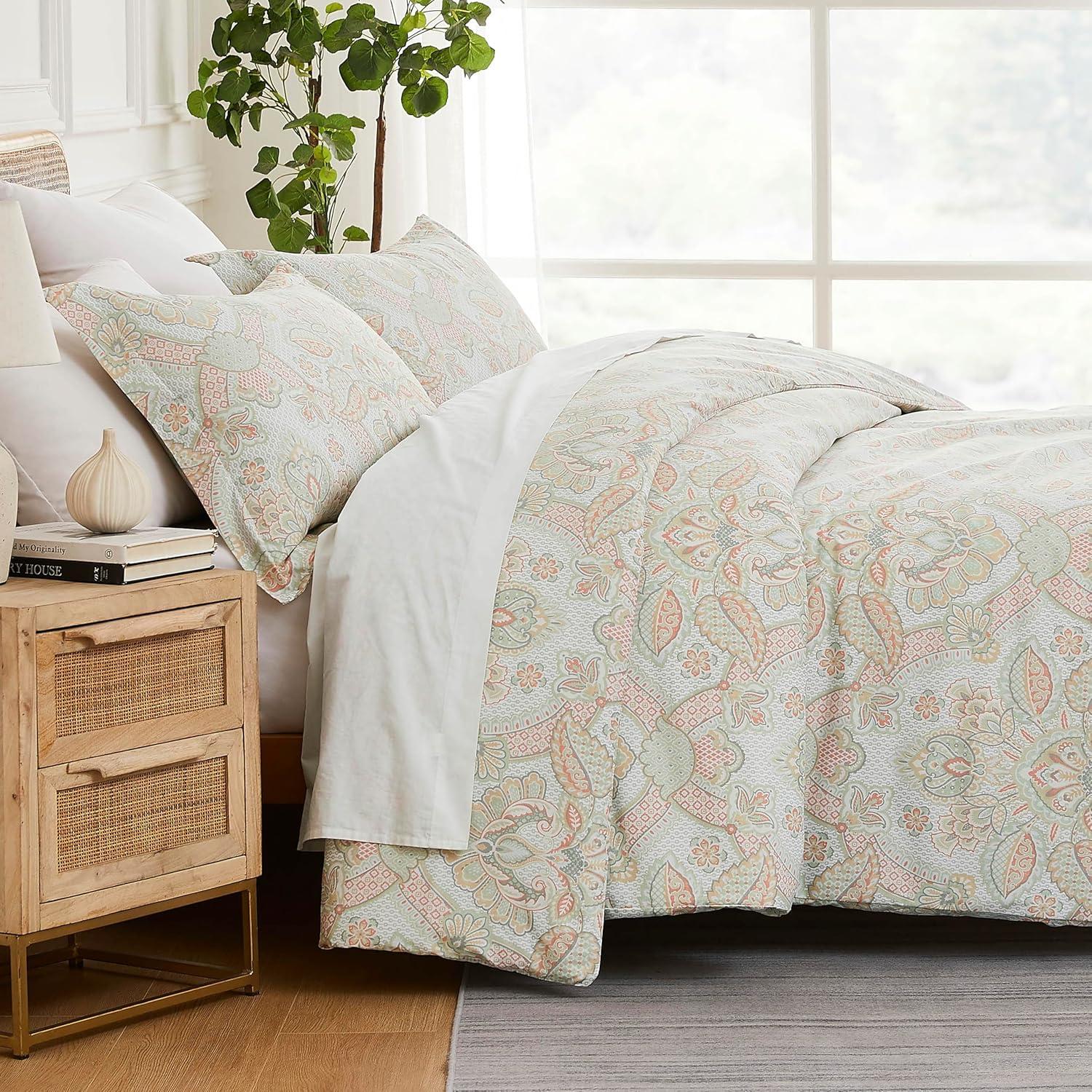 Enchantment Coral King/California King Microfiber Duvet Cover Set