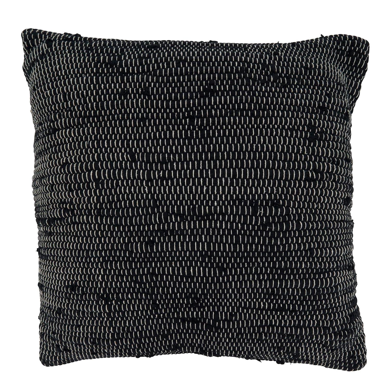 Saro Lifestyle Chindi Throw Pillow With Poly Filling, Black, 22" x 22"