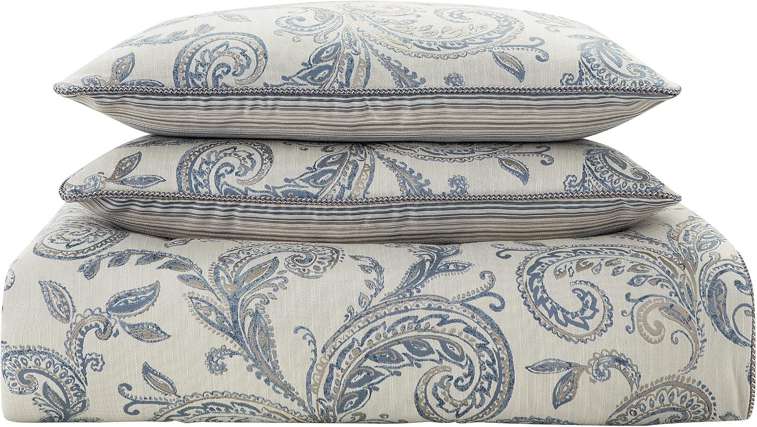 Blue and Gray Paisley California King Comforter Set