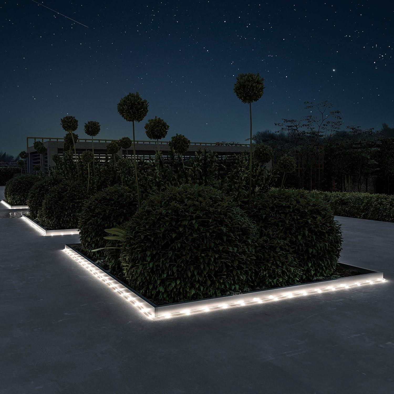 Pure Garden  Outdoor Solar Rope Light-Solar Powered Cable String 100 LED Lights with 8 Modes - Cool White