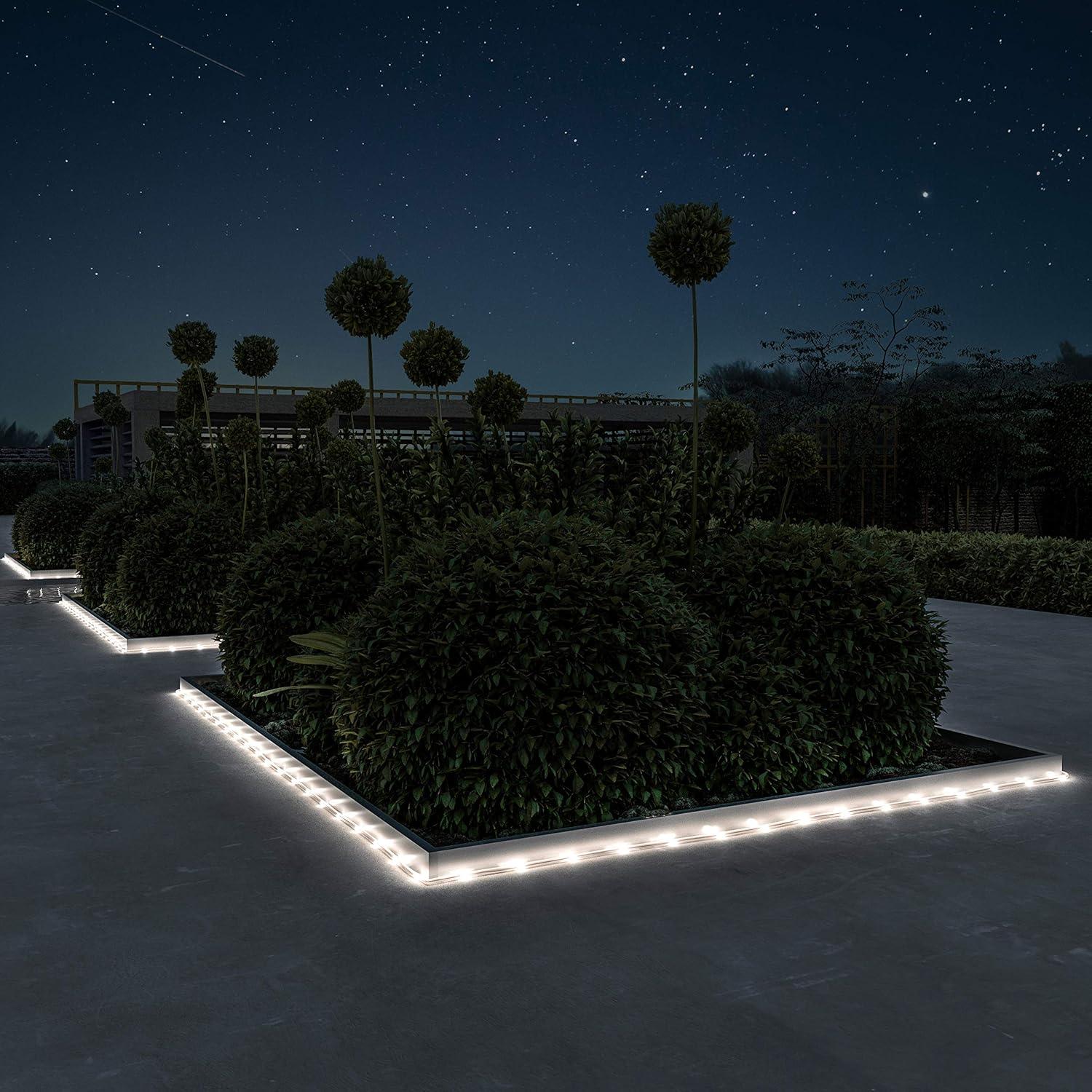 Pure Garden 50-LG1008 Outdoor Solar Rope Light-Solar Powered Cable String 100 LED Lights with 8 Modes - Cool White