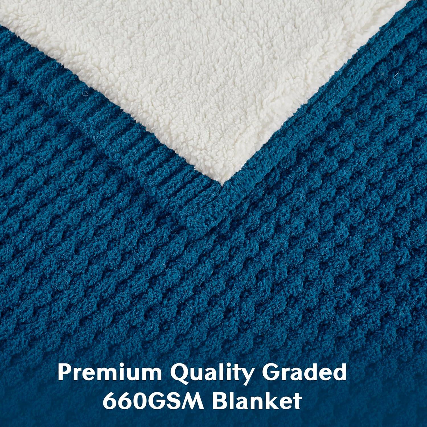 50"x60" Eden Waffle Knit Chenille Throw Blanket Navy Blue - Madison Park