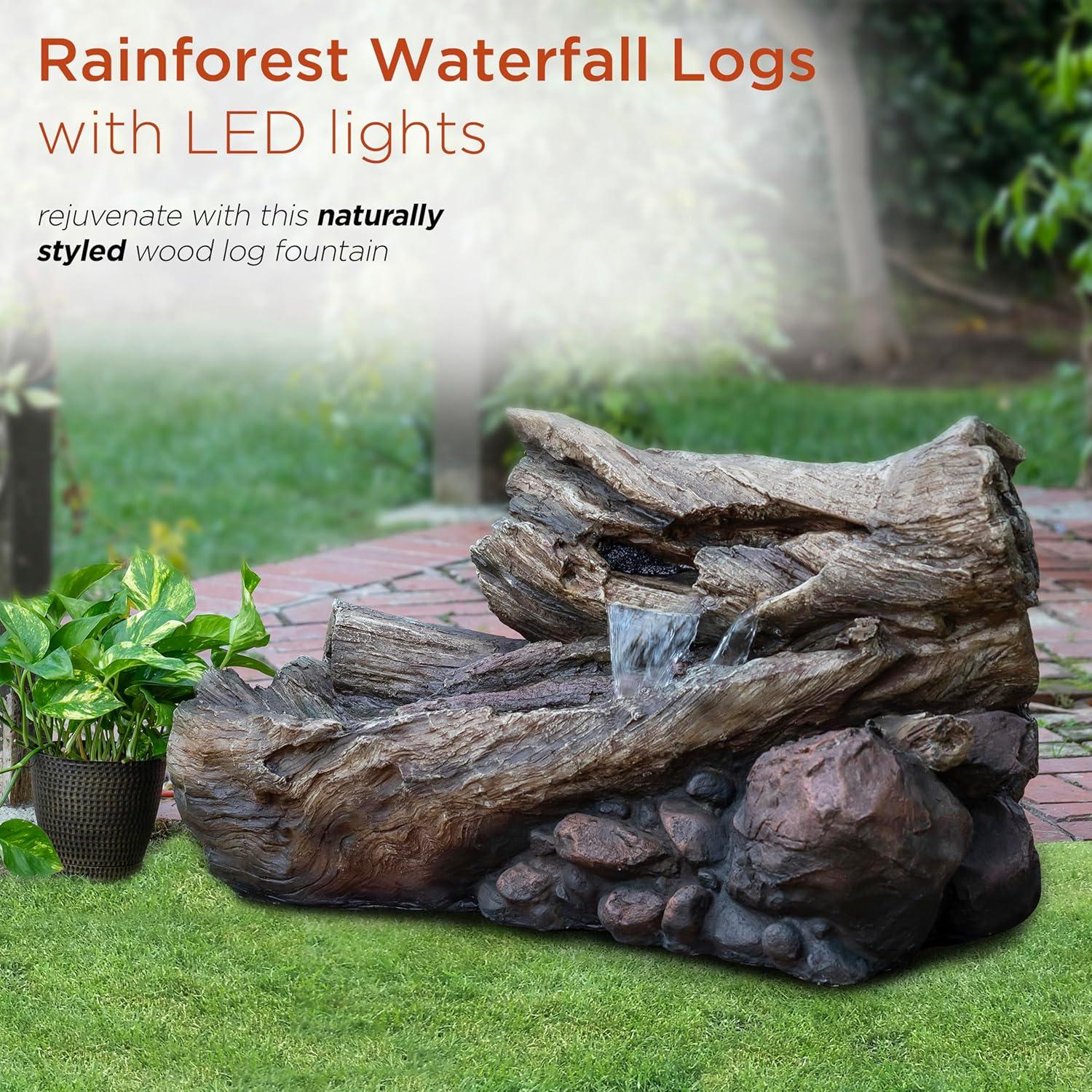 Brown 24" Rainforest Waterfall Logs with LED Lights