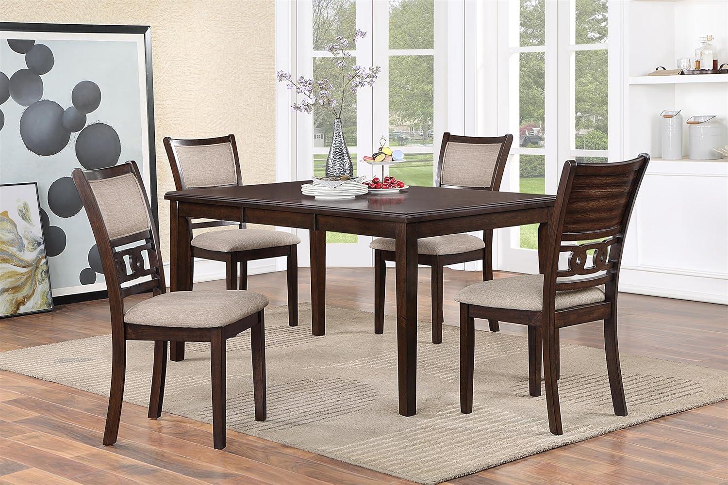 New Classic Gia 60" 5-Piece Rectangular Wood Dining Set with 4 Chairs in Cherry