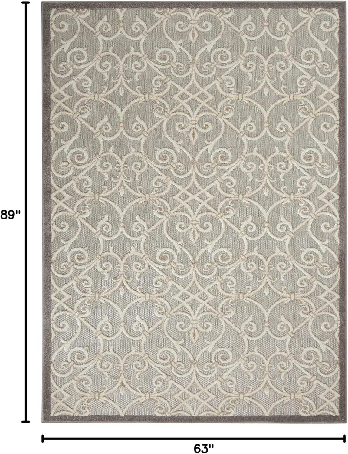 Nourison Aloha Contemporary Scroll Flatweave High-Low Indoor Outdoor Area Rug Natural 5'3" x 7'5"