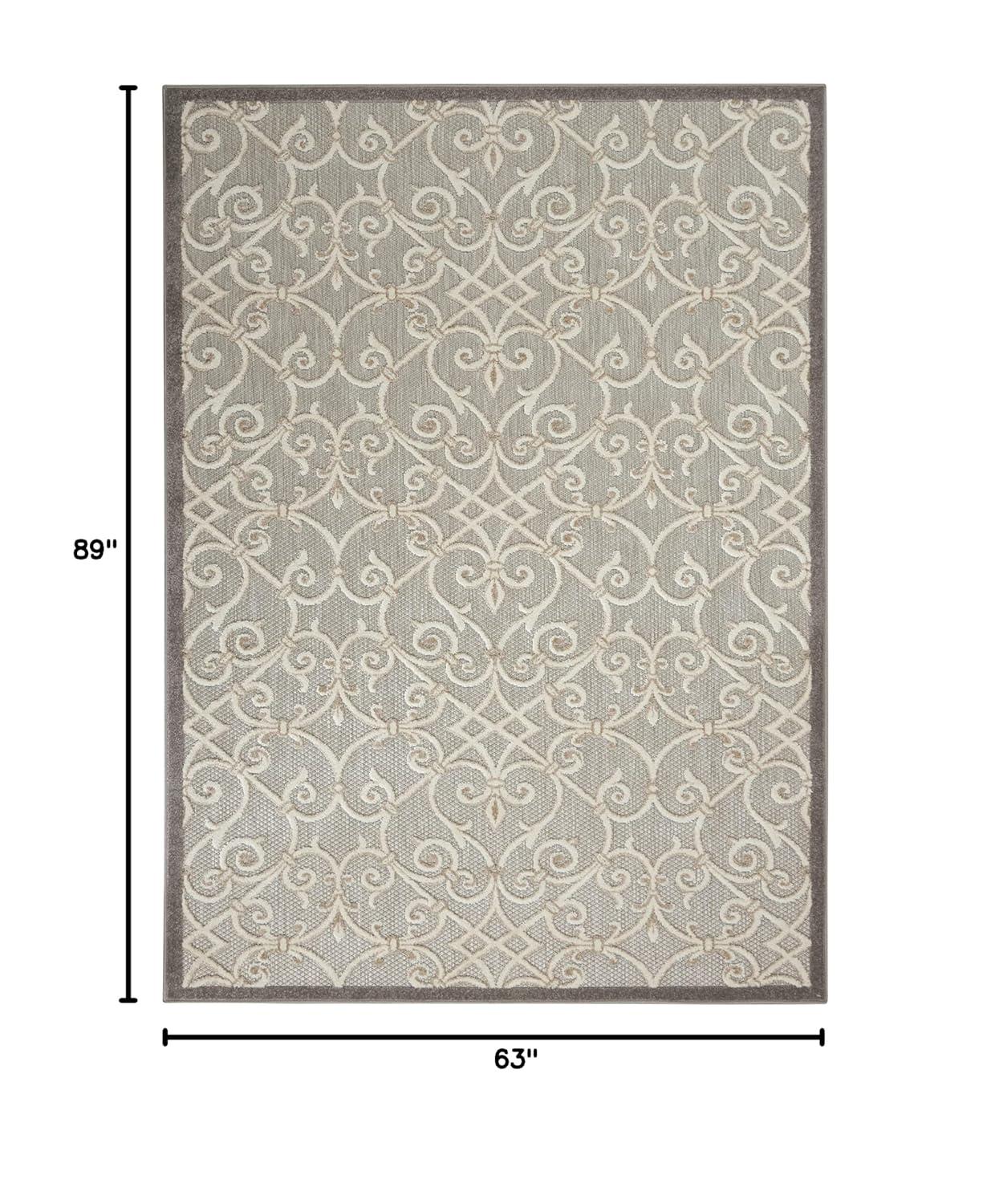 Nourison Aloha Contemporary Scroll Flatweave High-Low Indoor Outdoor Area Rug Natural 5'3" x 7'5"
