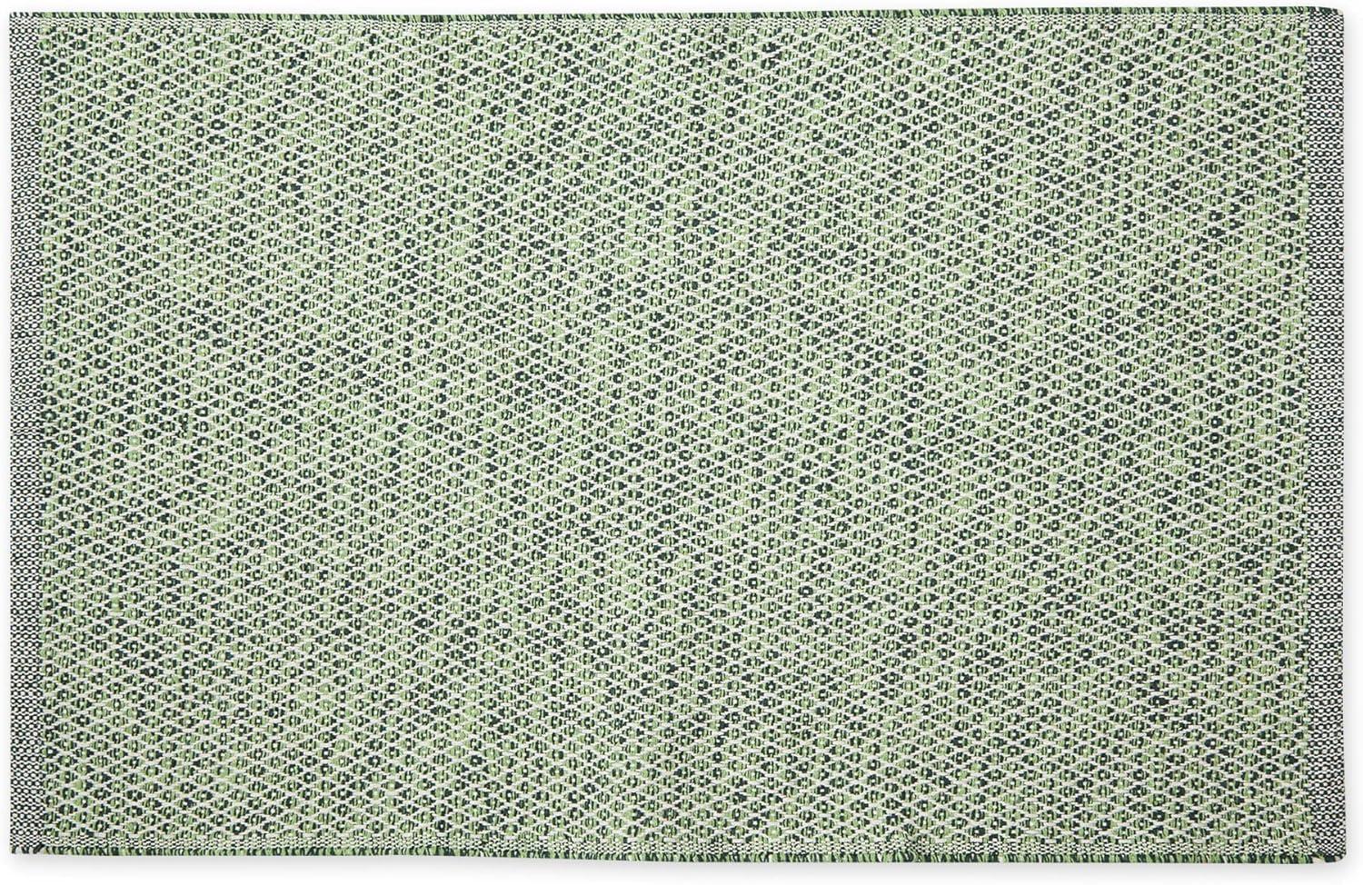 Handwoven Hunter Green Diamond Cotton Rug 24"x36"