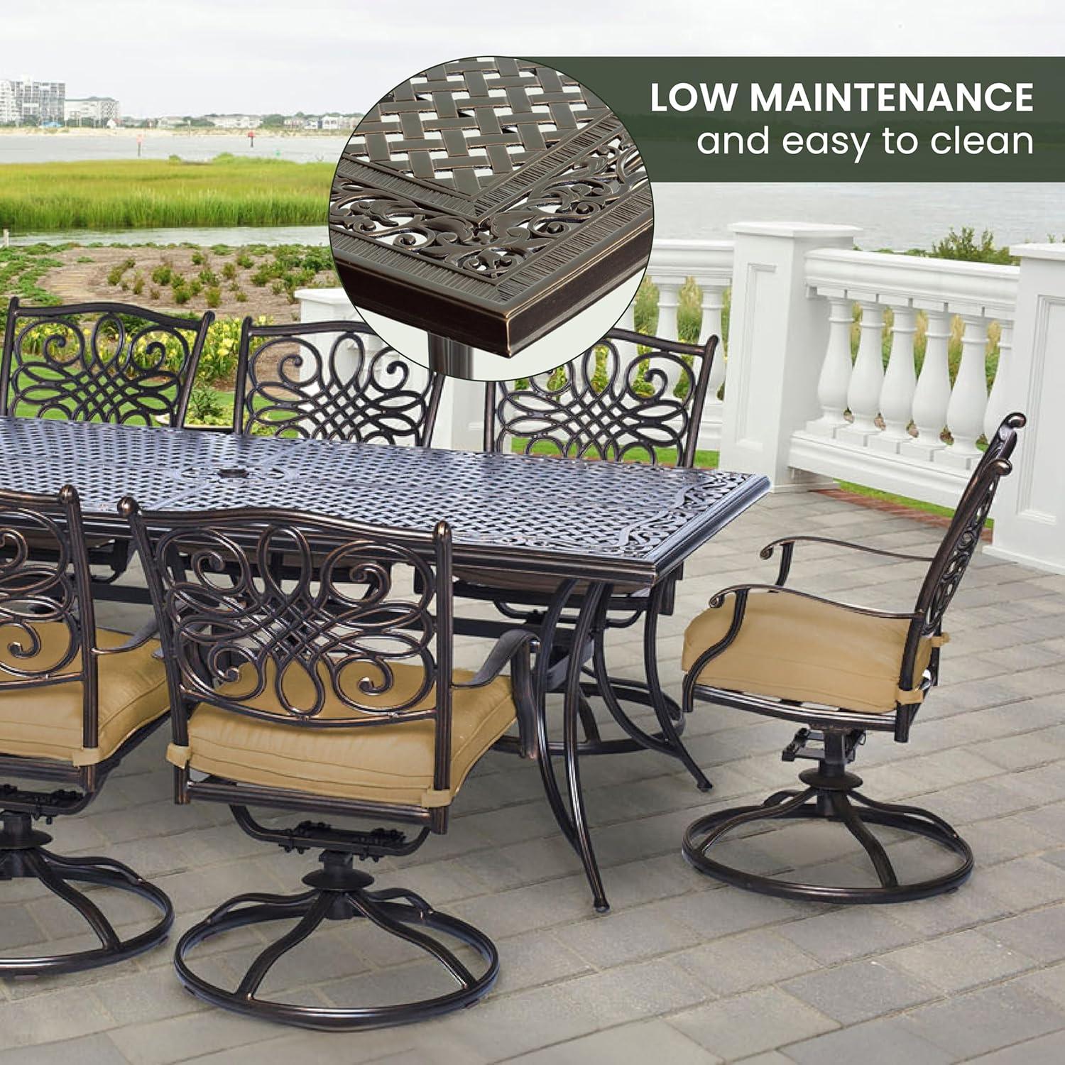 Hanover Traditions 9-Piece Dining Set with Eight Swivel Dining Chairs and a Large 84 x 42 in. Dining Table