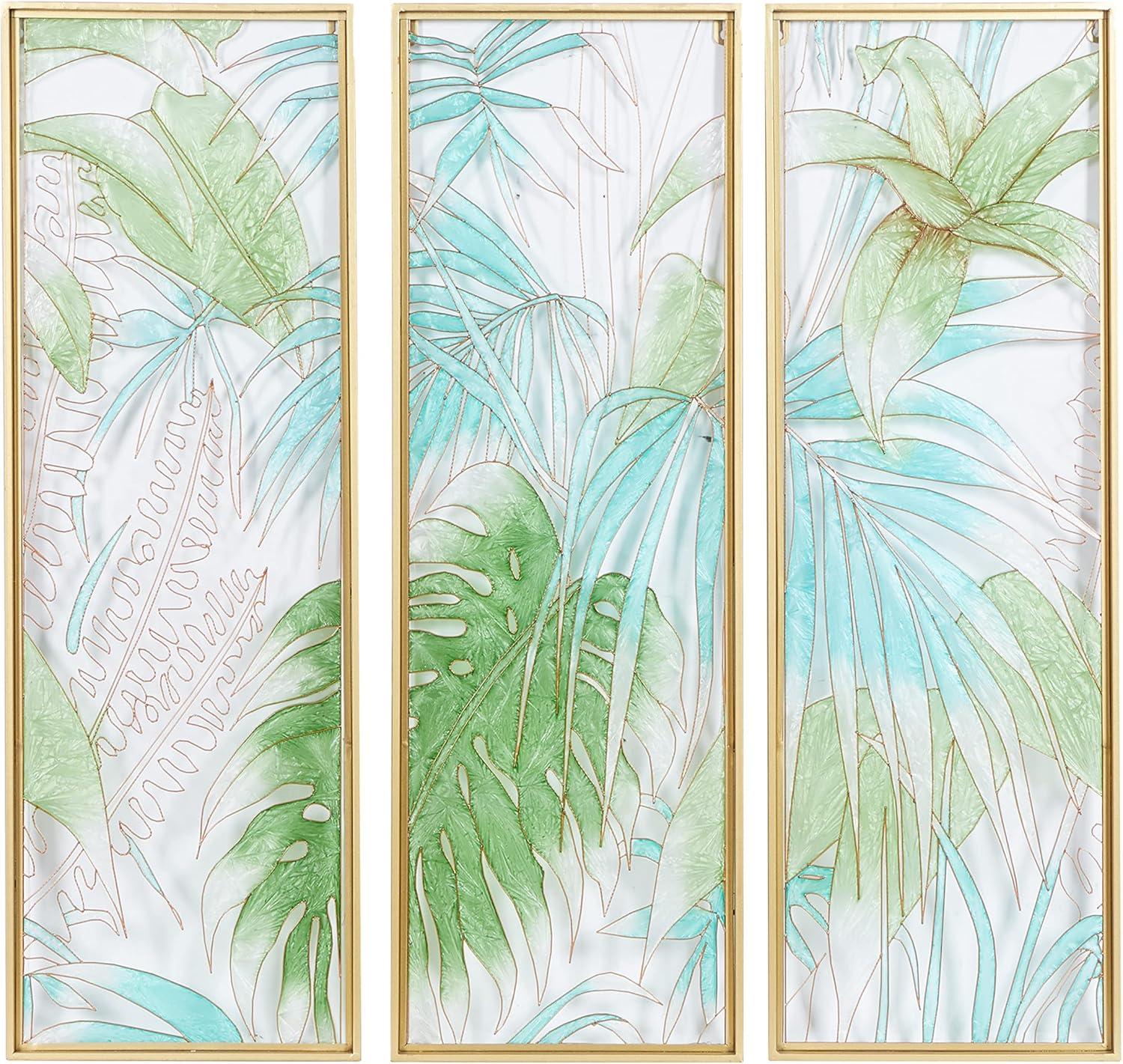 CosmoLiving by Cosmopolitan Cosmoliving By Cosmopolitan Set Of 3 Green Glass Wall Decor