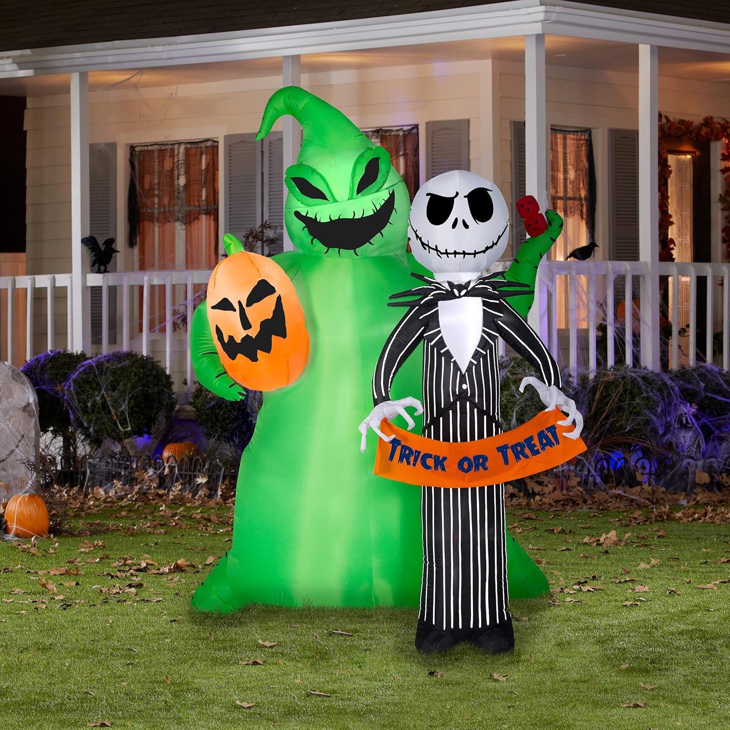 National Tree Company 6.5' Halloween The Nightmare Before Christmas Jack Skellington and Oogie Boogie Inflatable Decoration