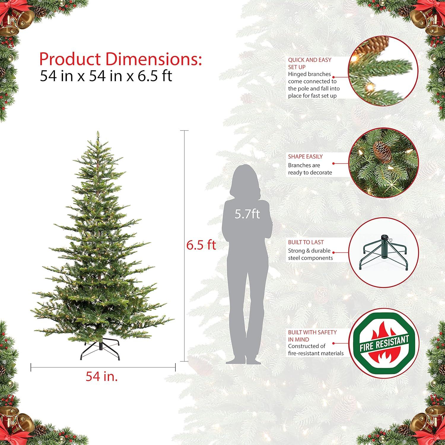 6.5 ft Green Fir Pre-Lit Artificial Christmas Tree with Clear Lights