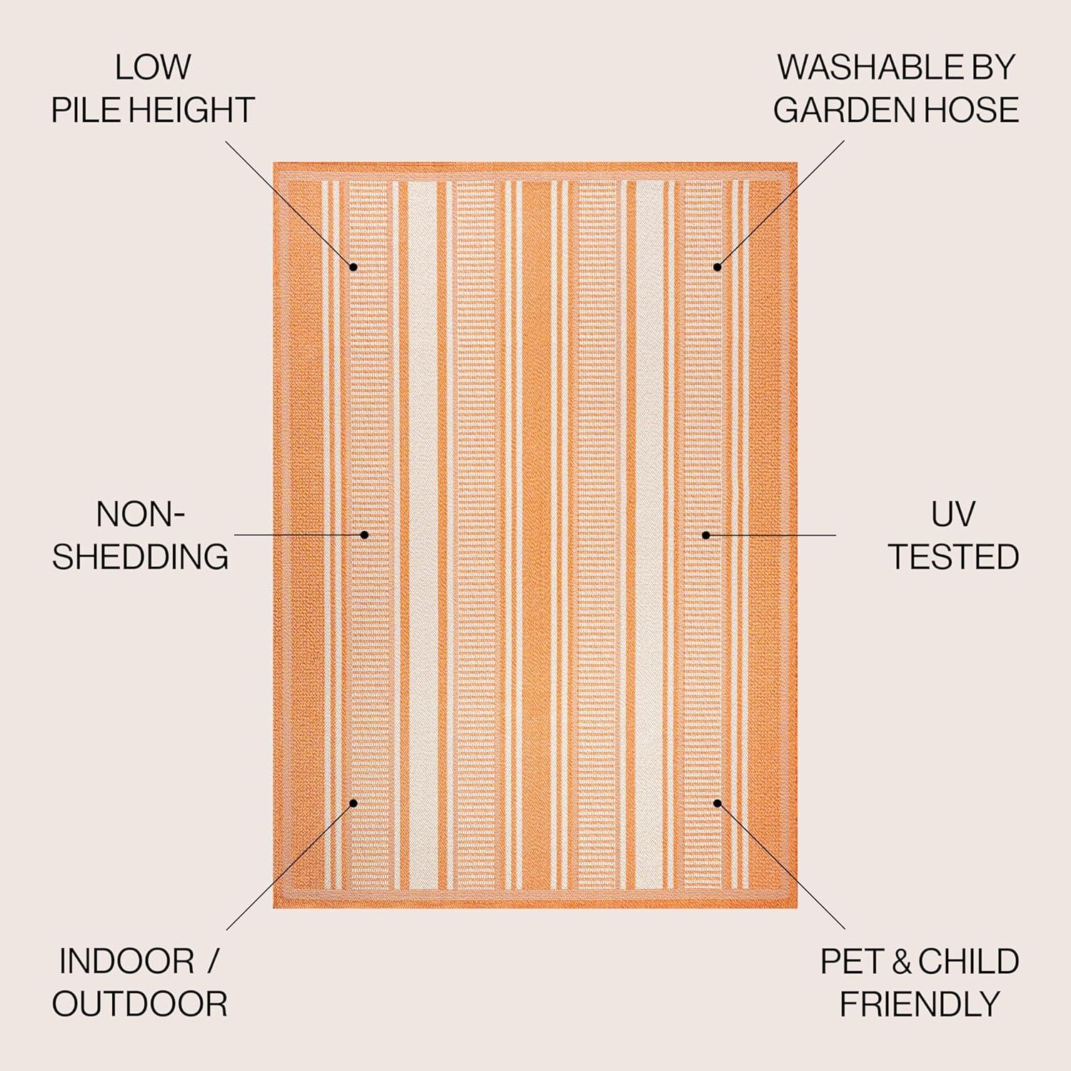 5' x 8' Haynes Modern Double Stripe Indoor/Outdoor Area Rug, Orange/Cream - JONATHAN Y