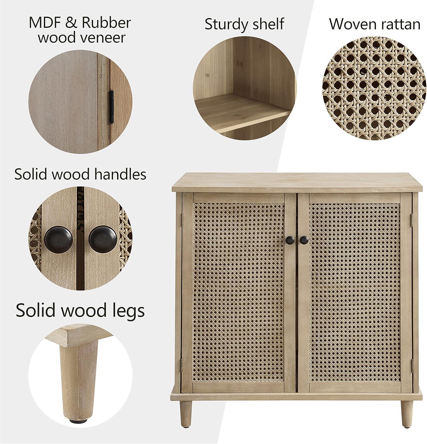 Art Leon Cane Wicker Cabinet Sideboard, Natural