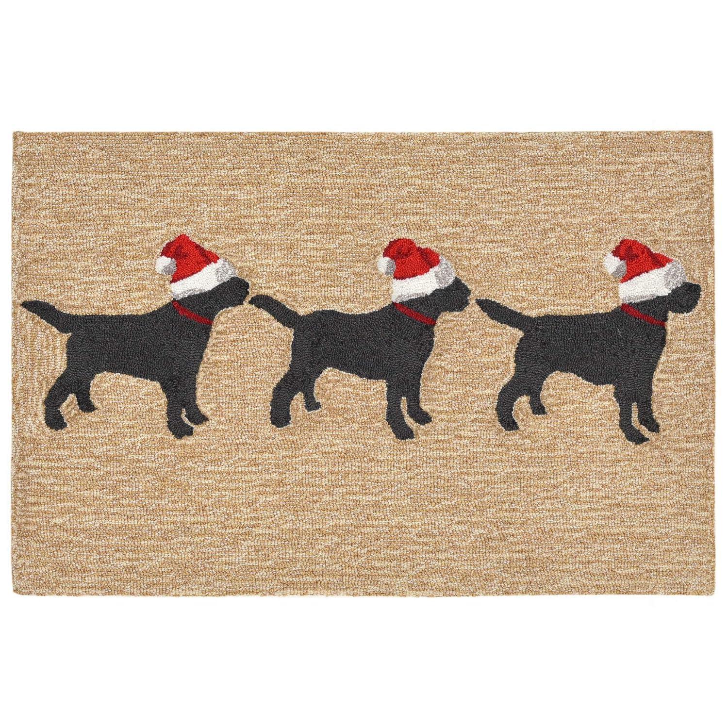 Liora Manne Frontporch 3 Dogs Christmas Indoor/Outdoor Rug Neutral 1'8" x 2'6"