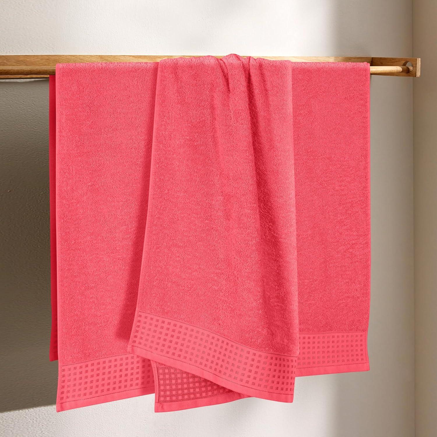 GLAMBURG Premium Cotton 4 Pack Bath Towel Set - 100% Pure Cotton - 4 Bath Towels 27x54 - Ideal for Everyday use - Ultra Soft & Highly Absorbent - Black