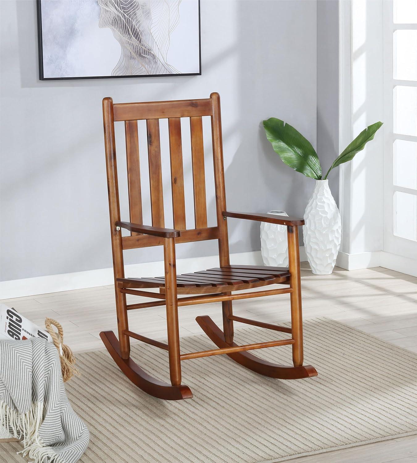 Annie Solid Wood Slat Back Rocking Accent Chair: Mission Style, Acacia - Coaster