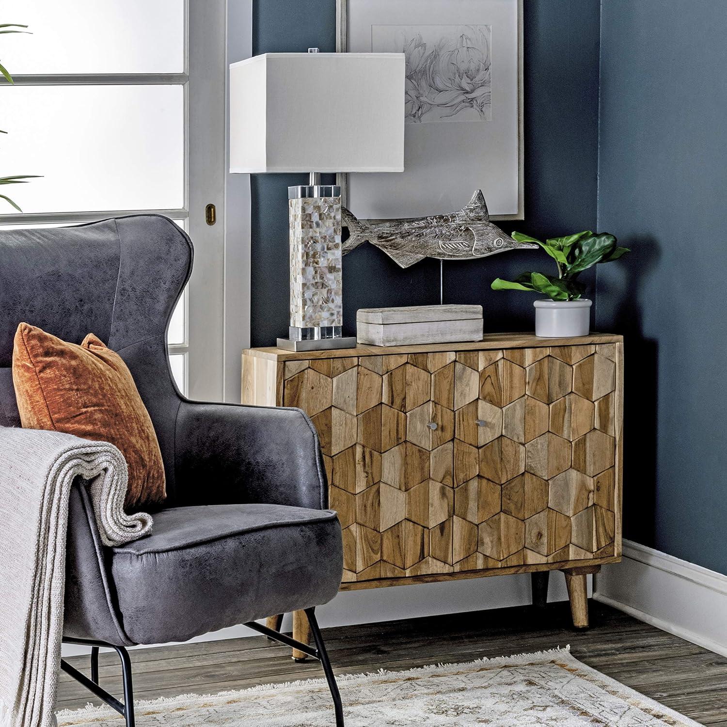 nuLOOM Houston Nickel Mosaic 29" Table Lamp Lighting - Satin Nickel & White 29" H x 13" W x 13" D