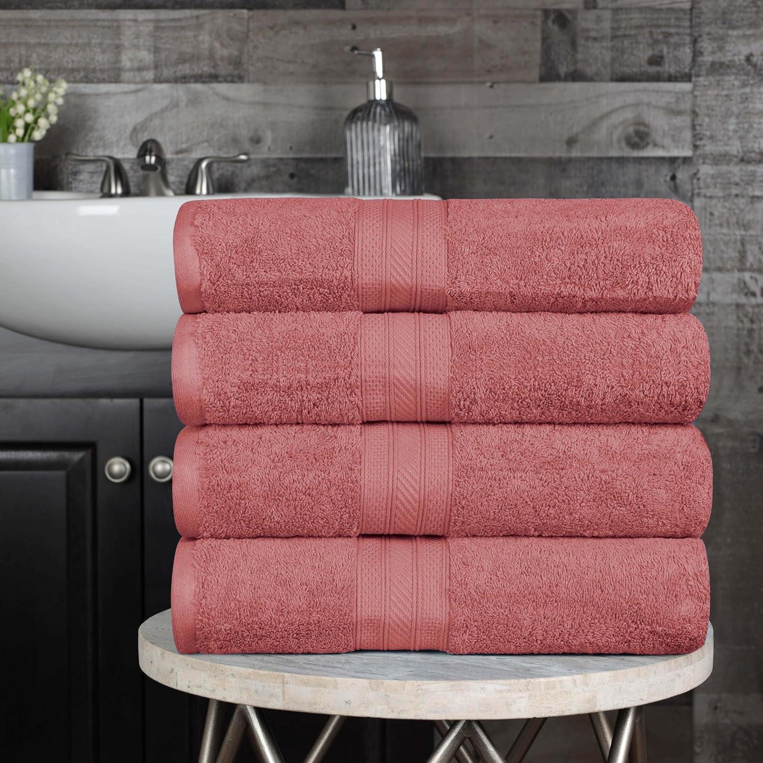 Superior Atlas Cotton Heavyweight 4 Piece Towel Set, Blush